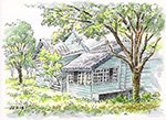 A log cabin in the yard庭院木屋_賴英澤 繪